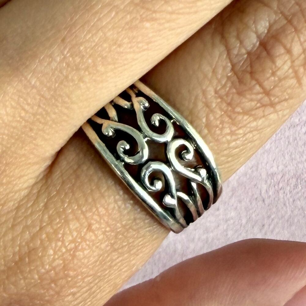 sterling silver scroll band ring size 9.5 - Picture 1 of 5